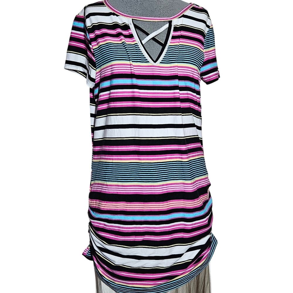 Stripped Rushed Short Sleeve Tee Size Large